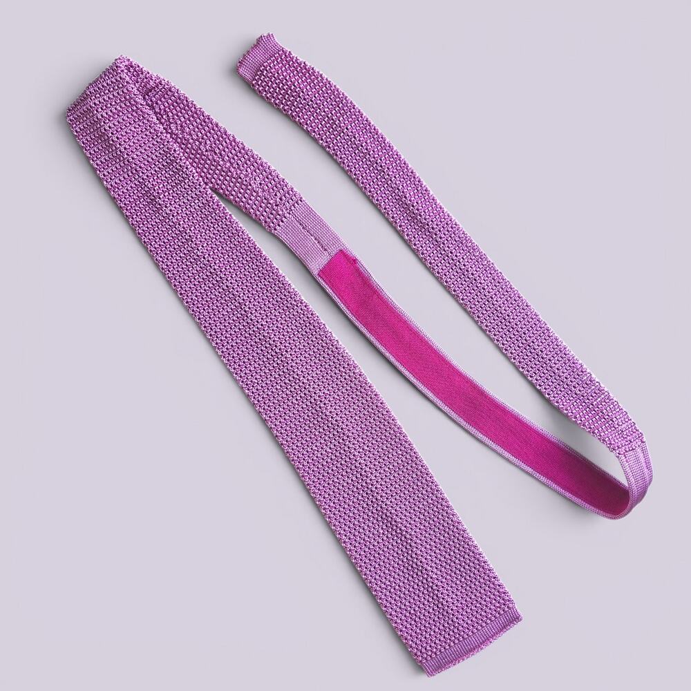 Italian 100% Silk Knit Tie Lavender Lilac Textured 59" Made Italy